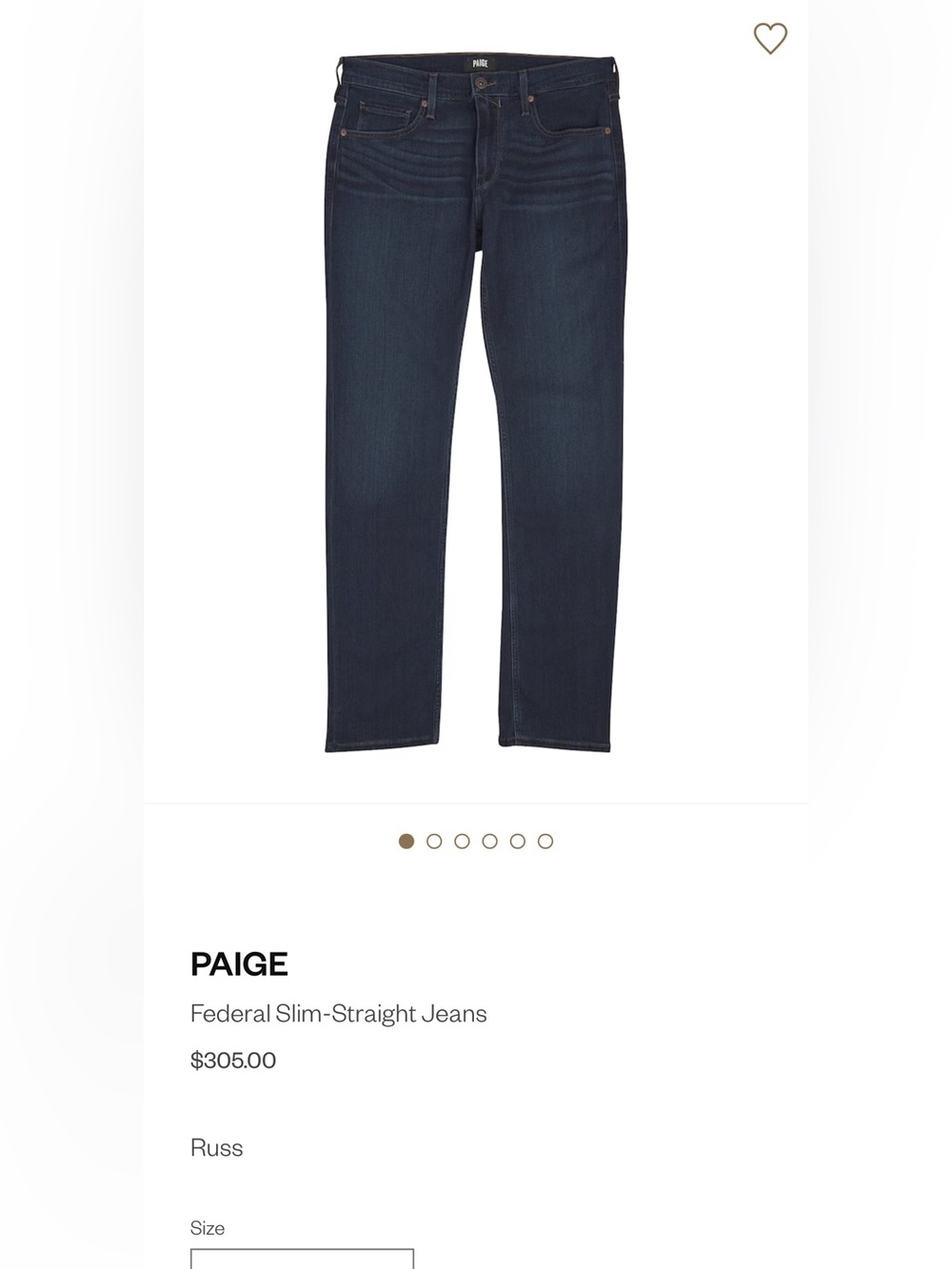 PAIGE Federal Slim-Straight Jeans in Dark Blue Wash